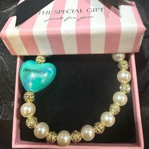 Tiffany & Co. Gold and Turquoise Heart Bracelet